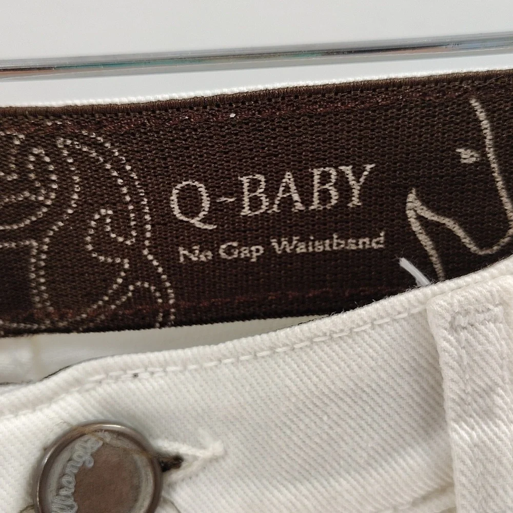 Wrangler Q-baby Altered Crop Denim Jeans Size 7 8 White No Gap Waist - Picture 4 of 10